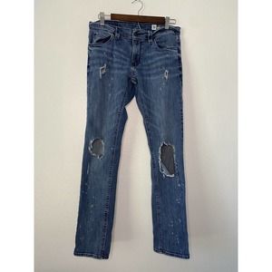 Empyre Men's Skeletor Skinny Ripped and Distressed‎ Jeans Size 30 Medium Blue